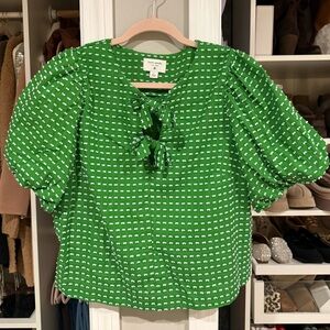 Kate Spade x Target Textured Polka Dot Puff Short Sleeve Blouse
